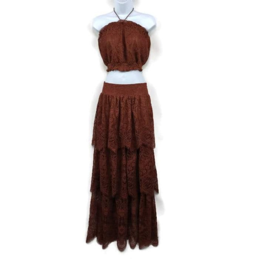 H&M Rust Brown Lace two piece dress